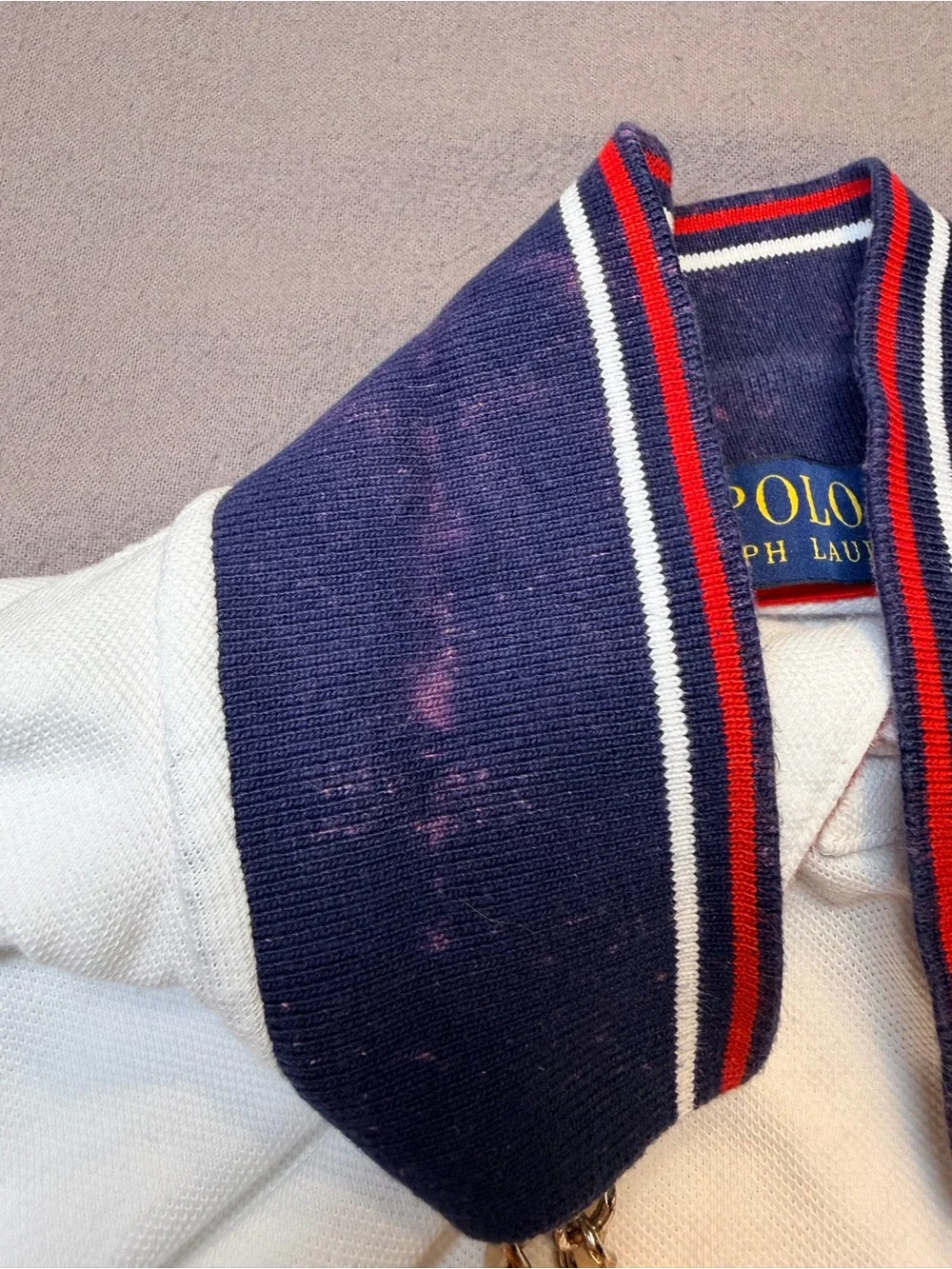 Polo Ralph Lauren Custom Fit Big Pony Polo Shirt Mens L White Navy Red Striped